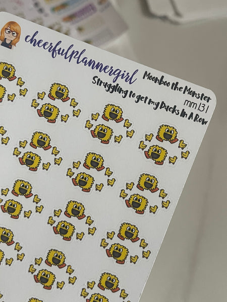 Struggling To Get My Ducks In A Row Moonboo the Monster Planner Stickers