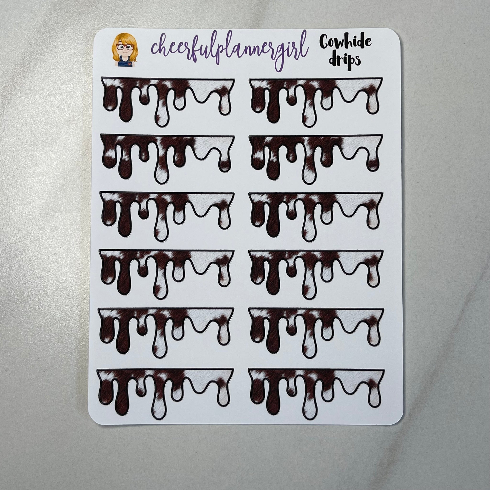 Cow Hide Drips Planner Stickers