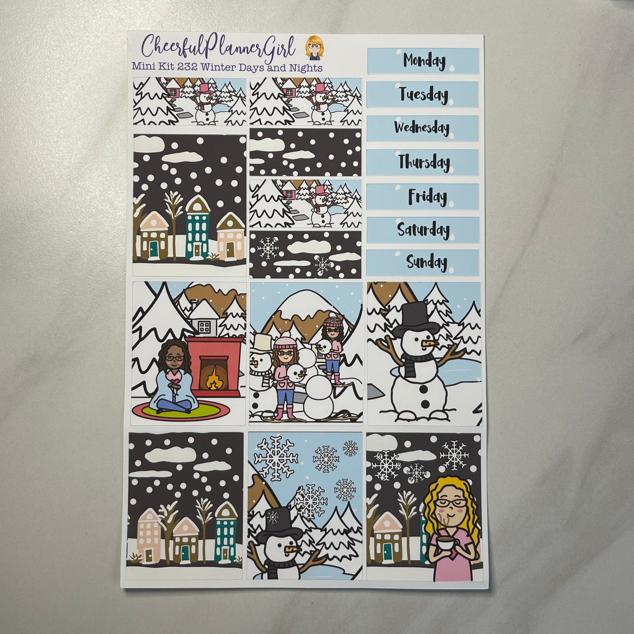 Winter Days and Nights Featuring Anna Daisy Emma and Holly Mini Kit Weekly Layout Planner Stickers
