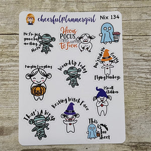 Nixie Halloween Clean Snark Script Planner Stickers