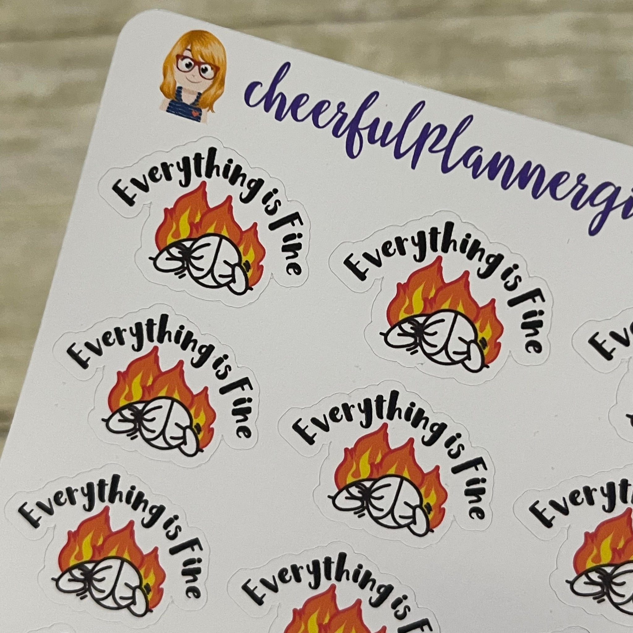 Nixie Everything is Fine Script Planner Stickers