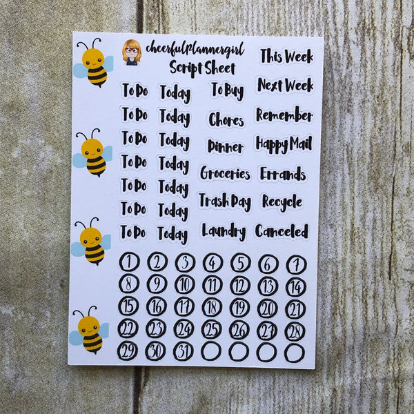 Bee Kind Standard Vertical Full Kit Weekly Layout Planner Stickers