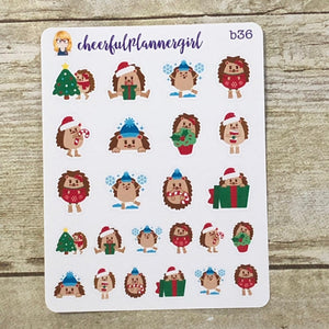 Christmas Hedgehog Planner Stickers