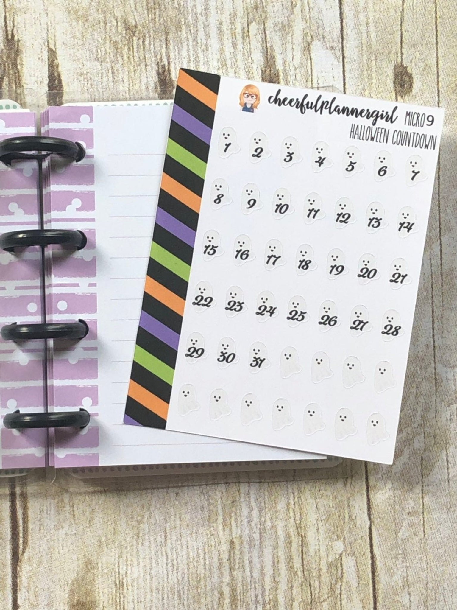 Halloween Ghost Countdown Micro Planner Stickers Numbered Fall Autumn Date