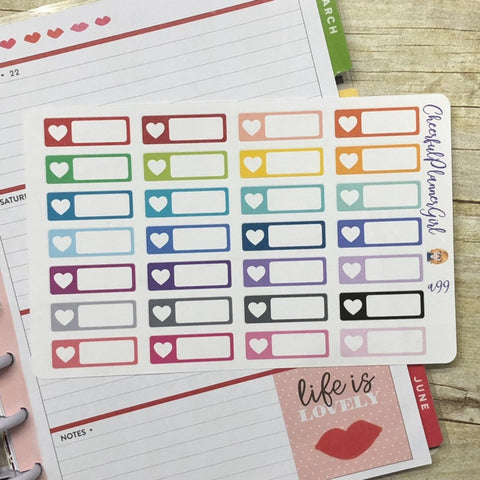 Heart Check Box Planner Stickers