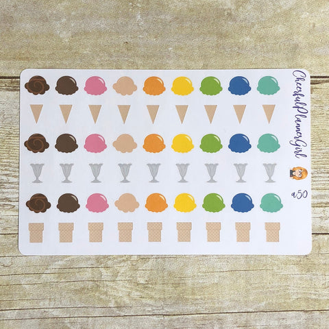 Build Your Own Ice Cream Cone Sundae Planner Stickers