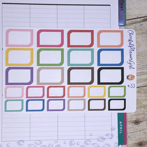 Rounded Corner Boxes Planner Stickers