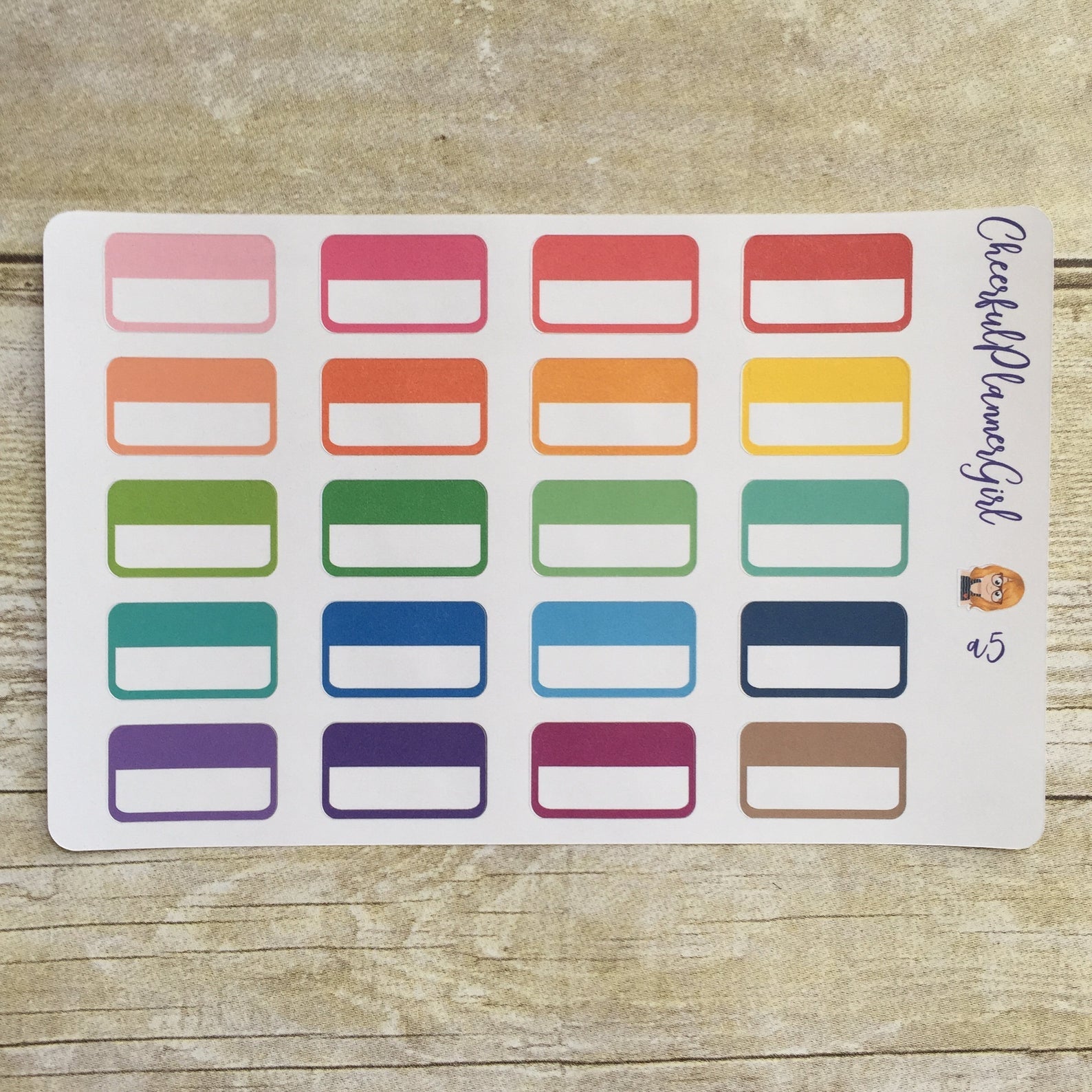 Rainbow Rectangle Boxes Planner Stickers Functional