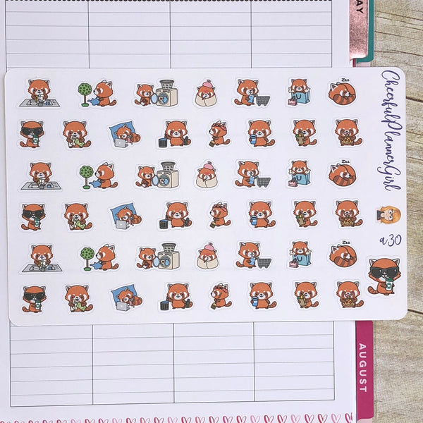 Red Faced Panda Daily Activities Planner Stickers