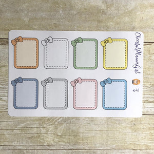 Pastel Stitched Full Box with Bow Planner Stickers
