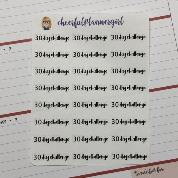 30 Day Challenge Script Planner Stickers