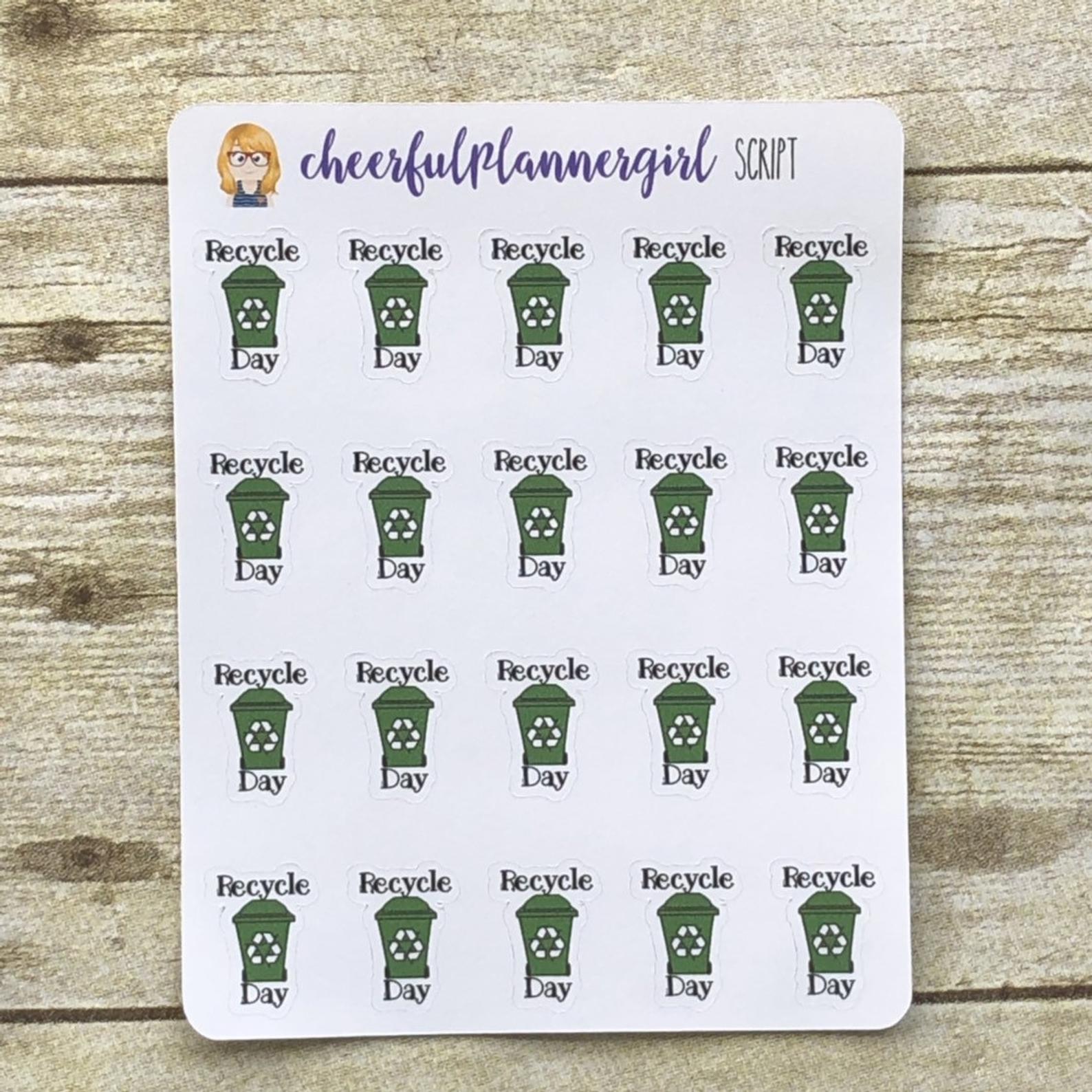 Recycle Day Script with Icon Planner Stickers