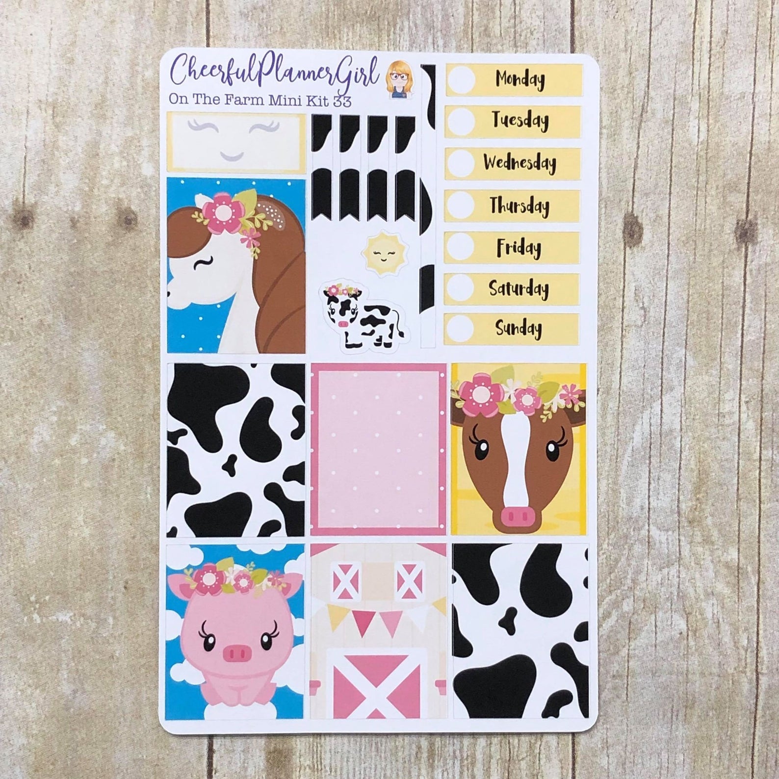 On The Farm Mini Kit Weekly Layout Planner Stickers