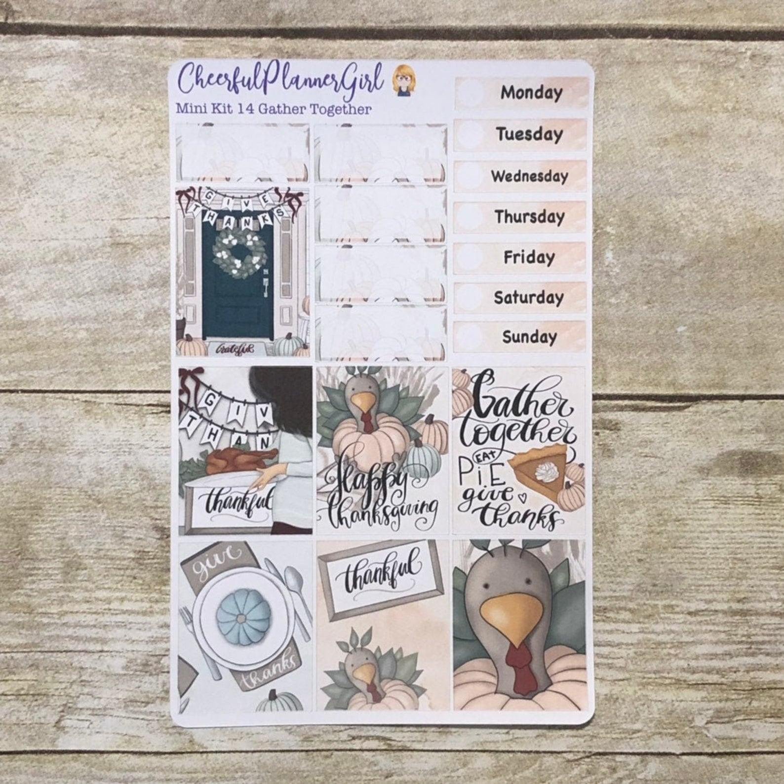 Gather Together Thanksgiving Planner Mini Kit Weekly Layout Planner Stickers