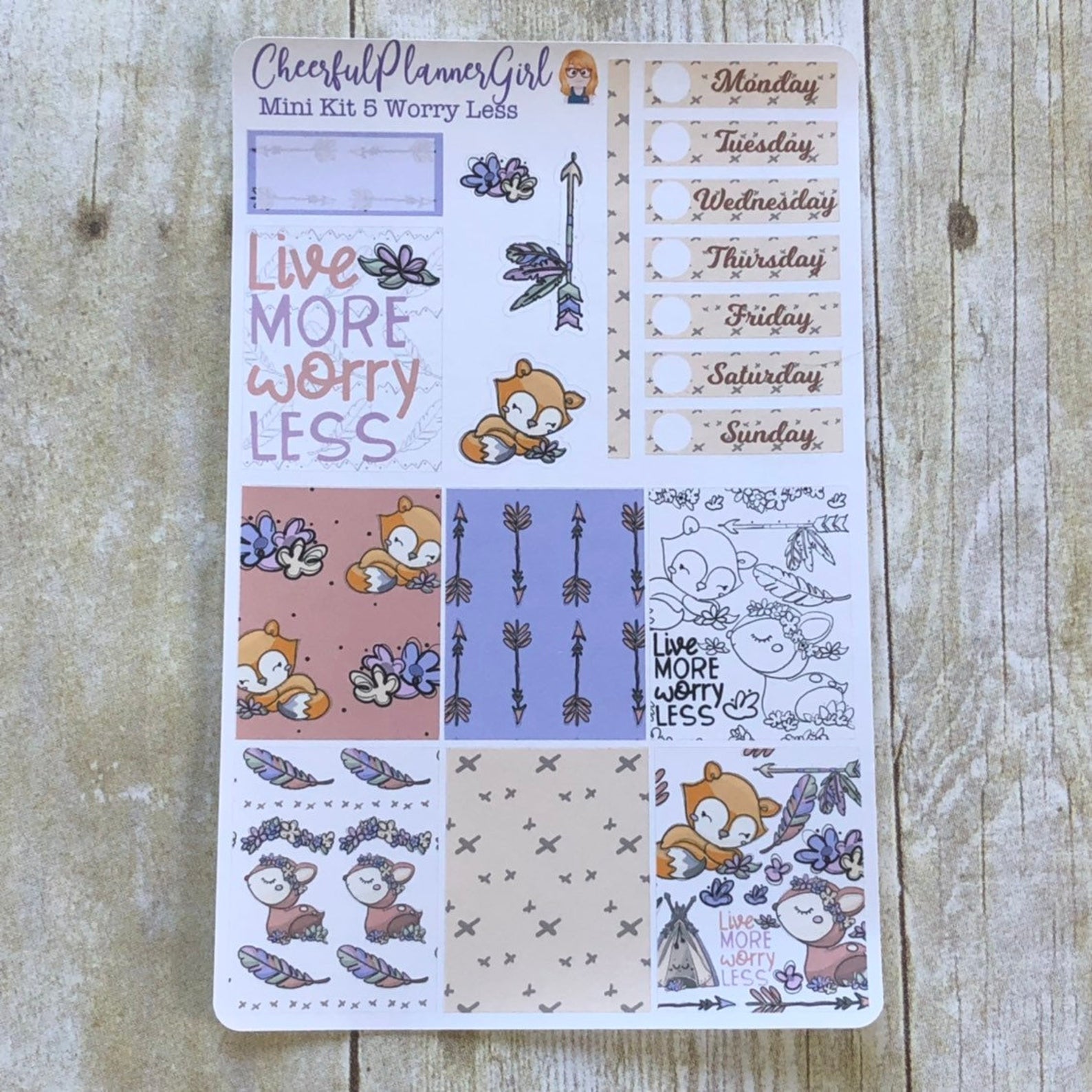 Worry Less Live More Mini Kit Weekly Layout Planner Stickers