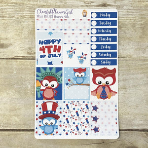 Happy 4th of July Independence Day Mini Kit Weekly Layout Planner Stickers