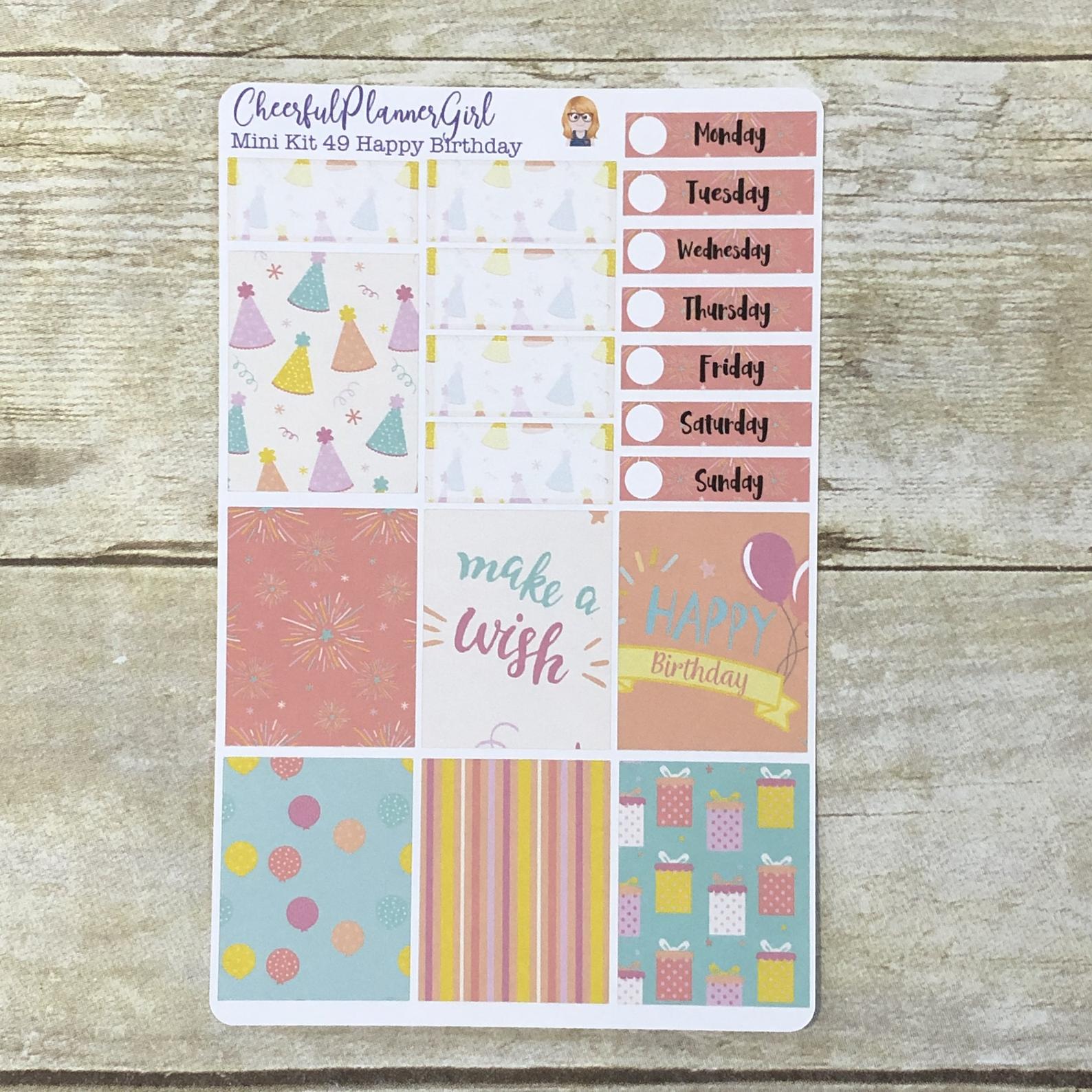Happy Birthday Mini Kit Weekly Layout Planner Stickers