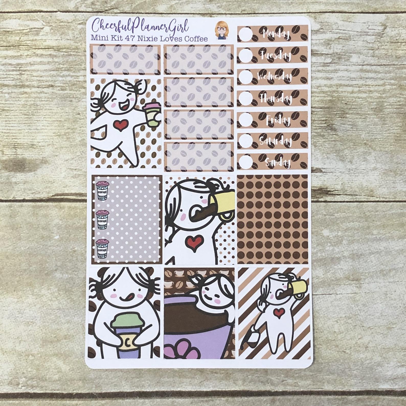 Nixie Loves Coffee Mini Kit Weekly Layout Planner Stickers