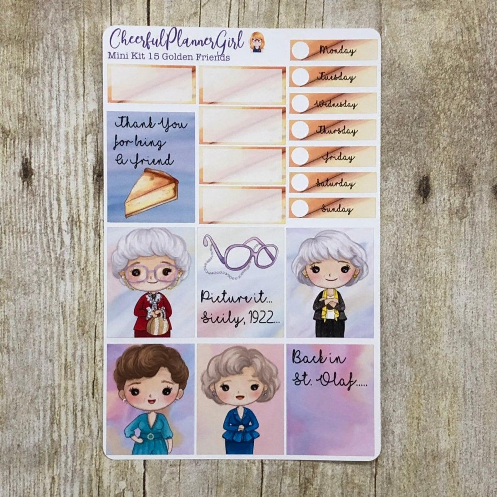 Golden Friends Mini Kit Weekly Layout Planner Stickers