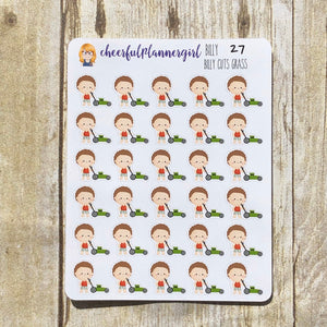 Billy Cuts Grass Planner Stickers
