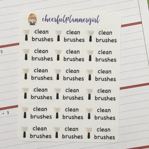 Clean Brushes Planner Stickers Makeup