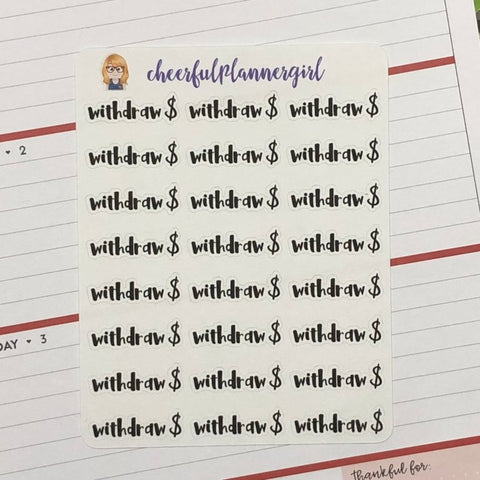 Withdraw Money Script with Icon Planner Stickers
