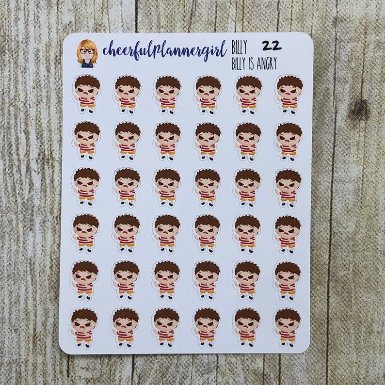 Billy is Angry Planner Stickers