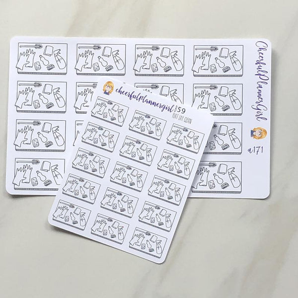 Cleaning Flat Lay Planner Stickers
