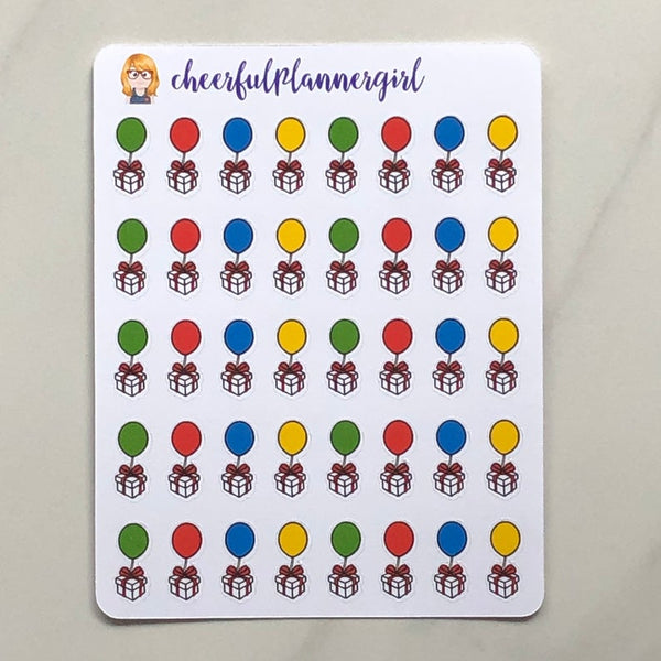 Balloons with Presents Planner Stickers