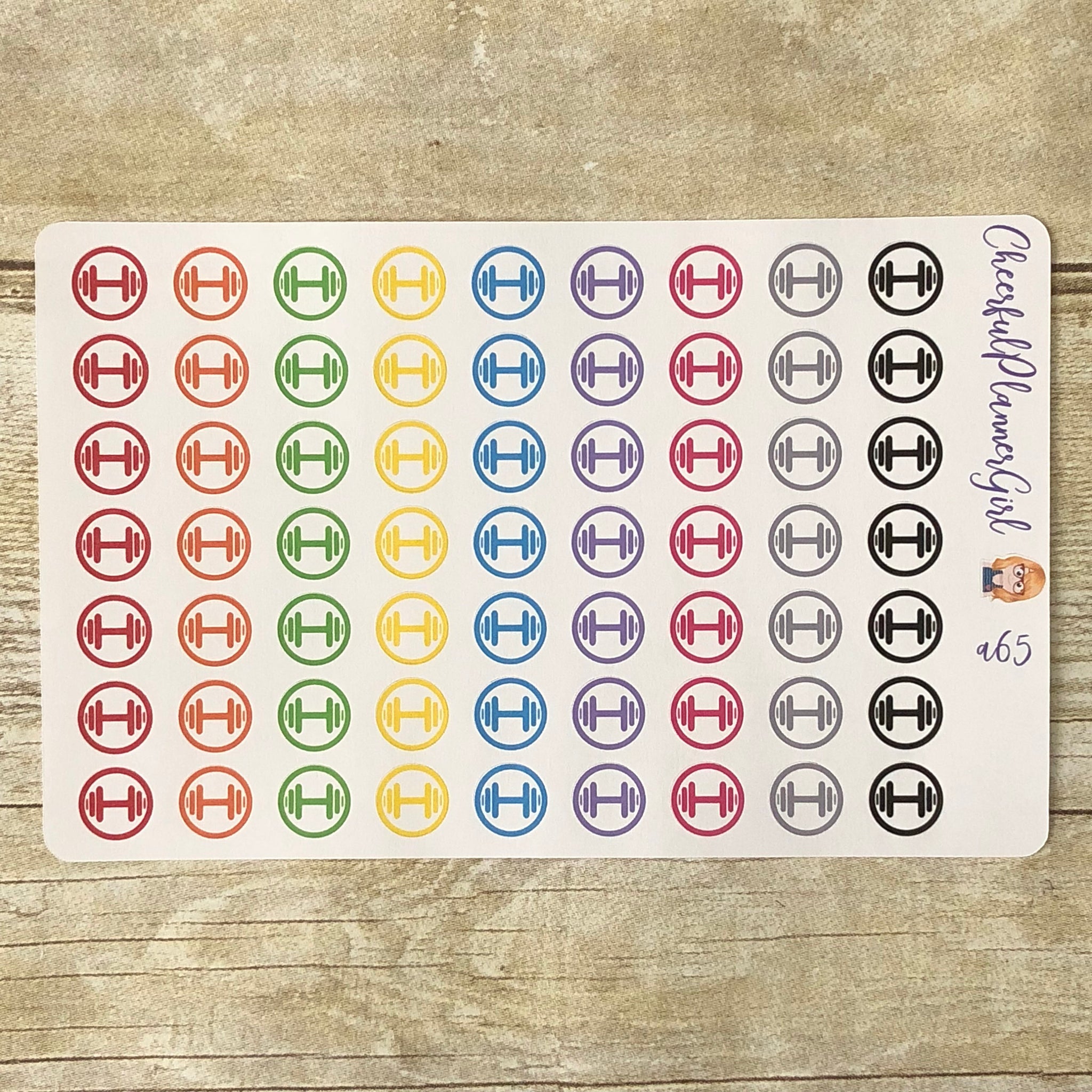 Rainbow Barbell Circle Planner Stickers