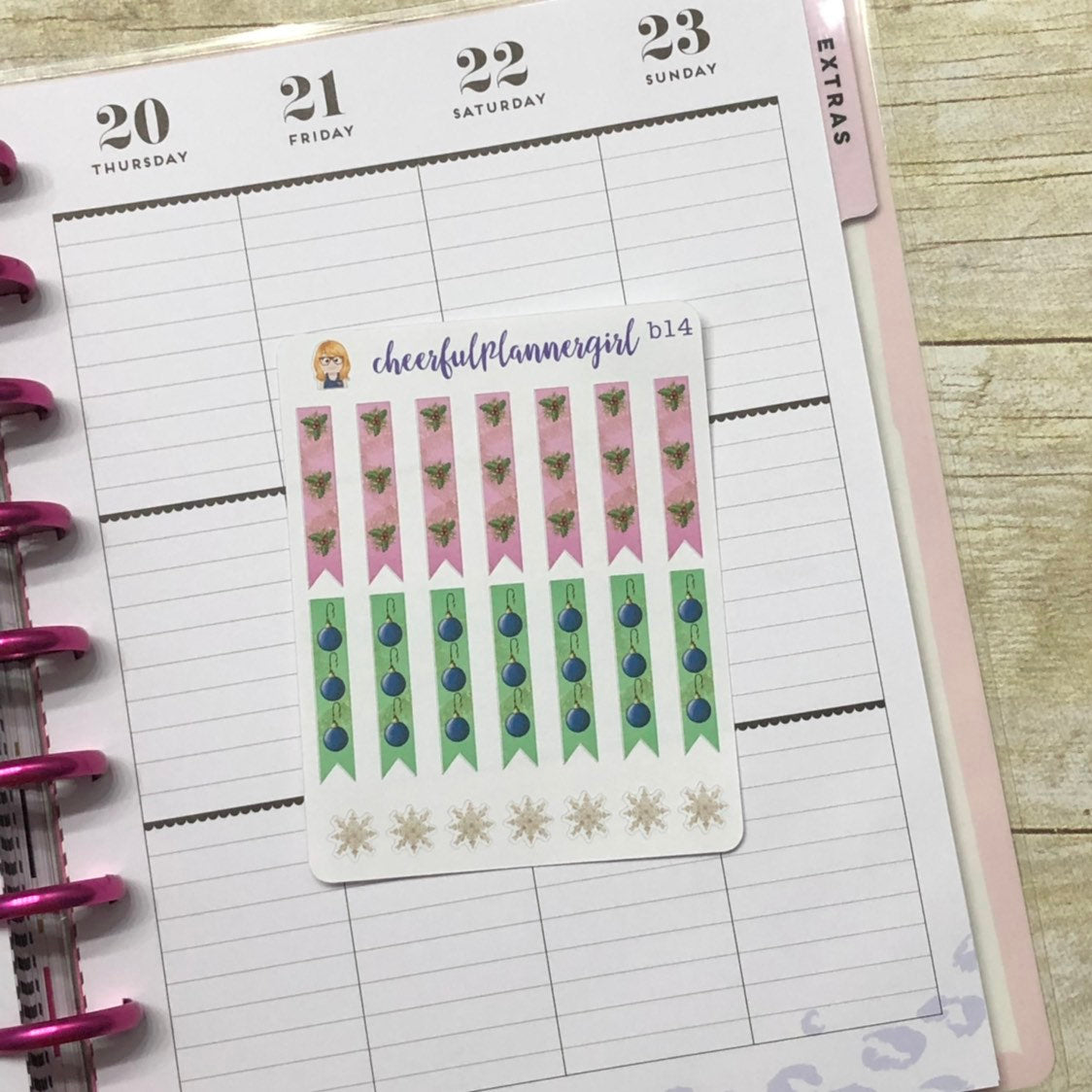 Christmas Checklist Skinny Flags and Snowflakes Planner Stickers
