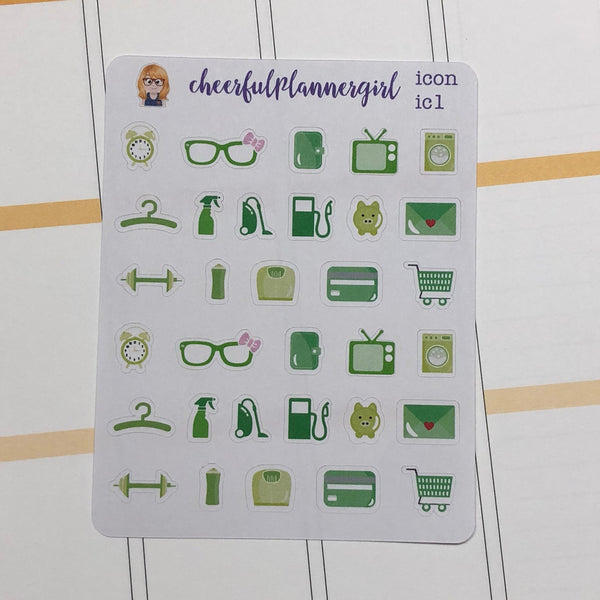 This Week in Green Icon Stickers