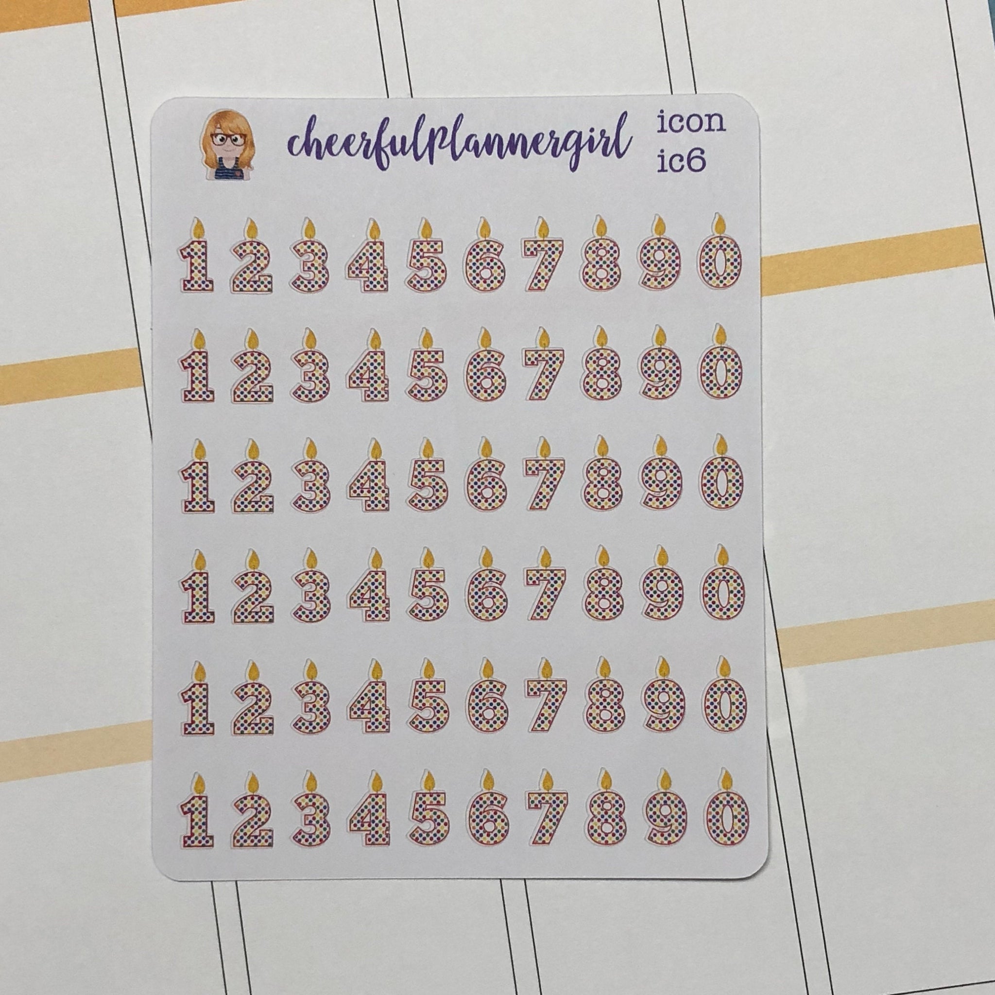 Birthday Candle Planner Stickers