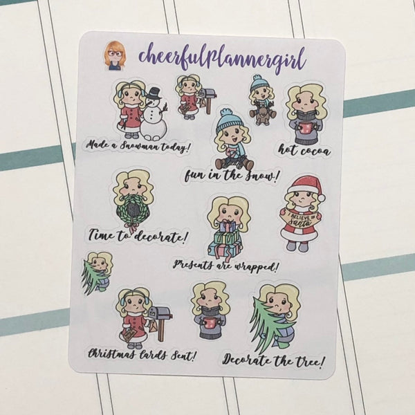 Christmas Girls Blonde Hair Planner Stickers