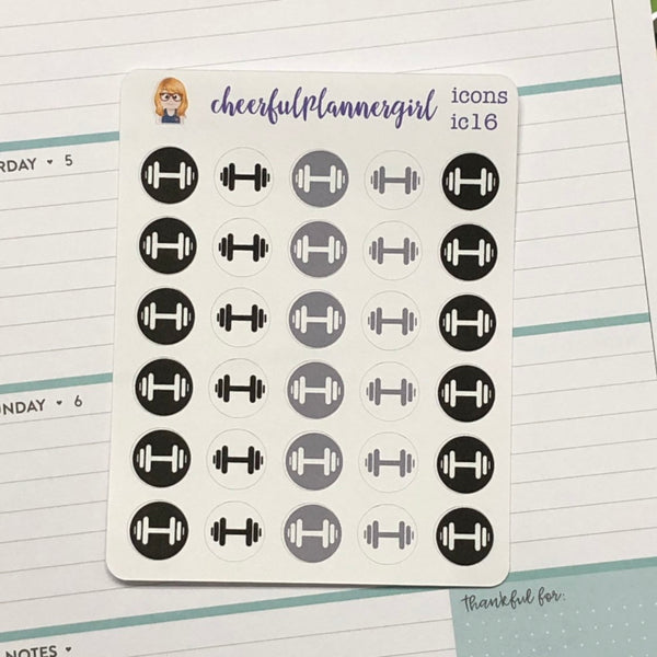 Neutral Barbell Planner Stickers