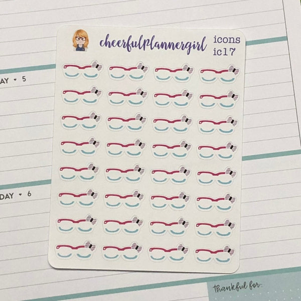 Glasses with Bow Planner Stickers