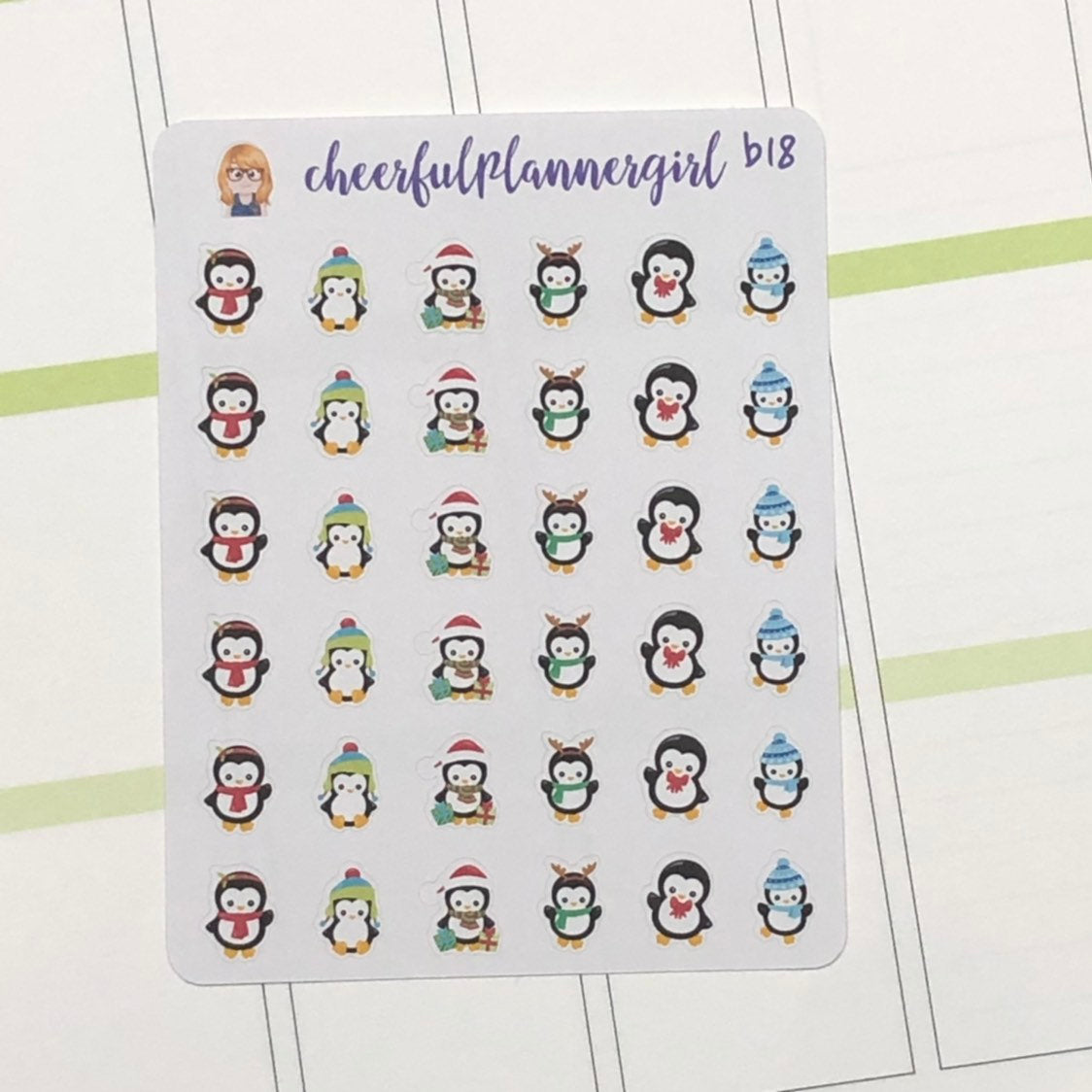Christmas and Winter Penguins Planner Stickers