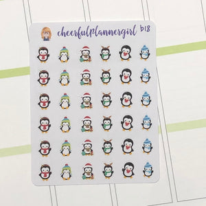 Christmas and Winter Penguins Planner Stickers