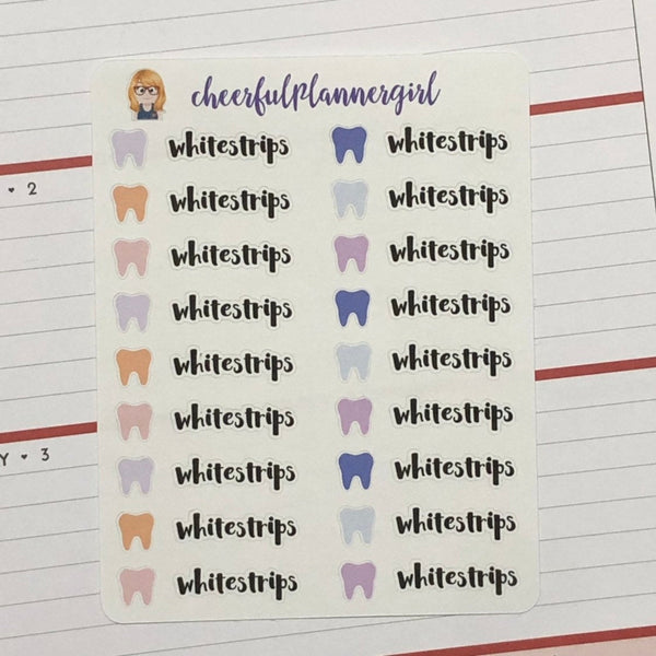 Whitestrips with Tooth Script and Icon Planner Stickers