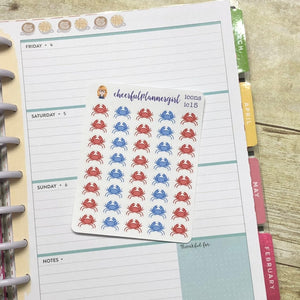 Red and Blue Crab Planner Stickers