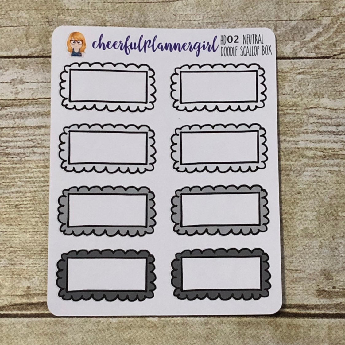 Doodle Scallop Half Box Hand Drawn Planner Stickers