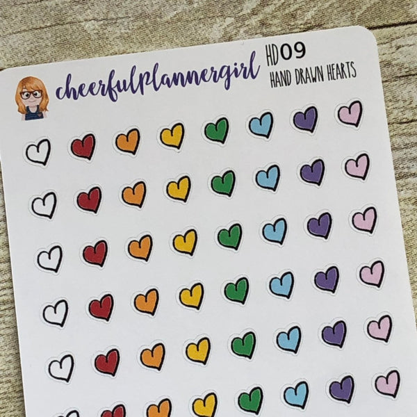 Hand Drawn Hearts Planner Stickers