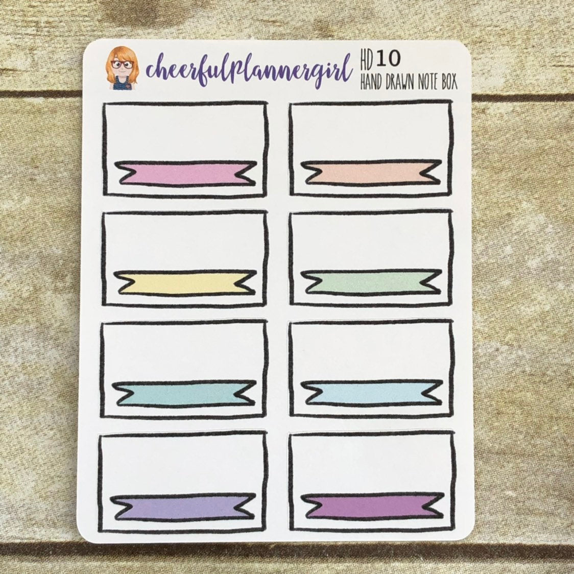 Hand Drawn Note Box Planner Stickers