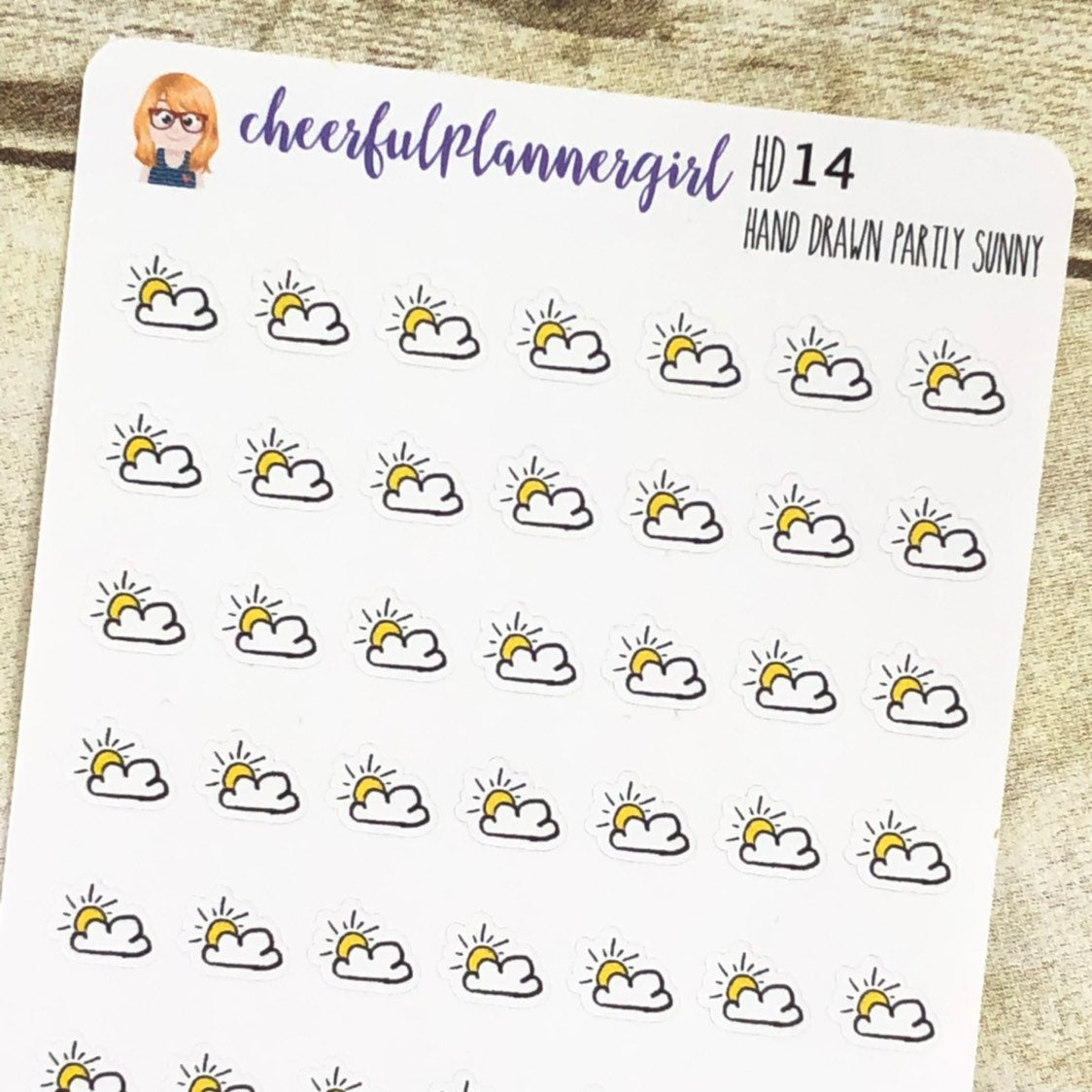 Hand Drawn Partly Cloudy Sunny Planner Stickers
