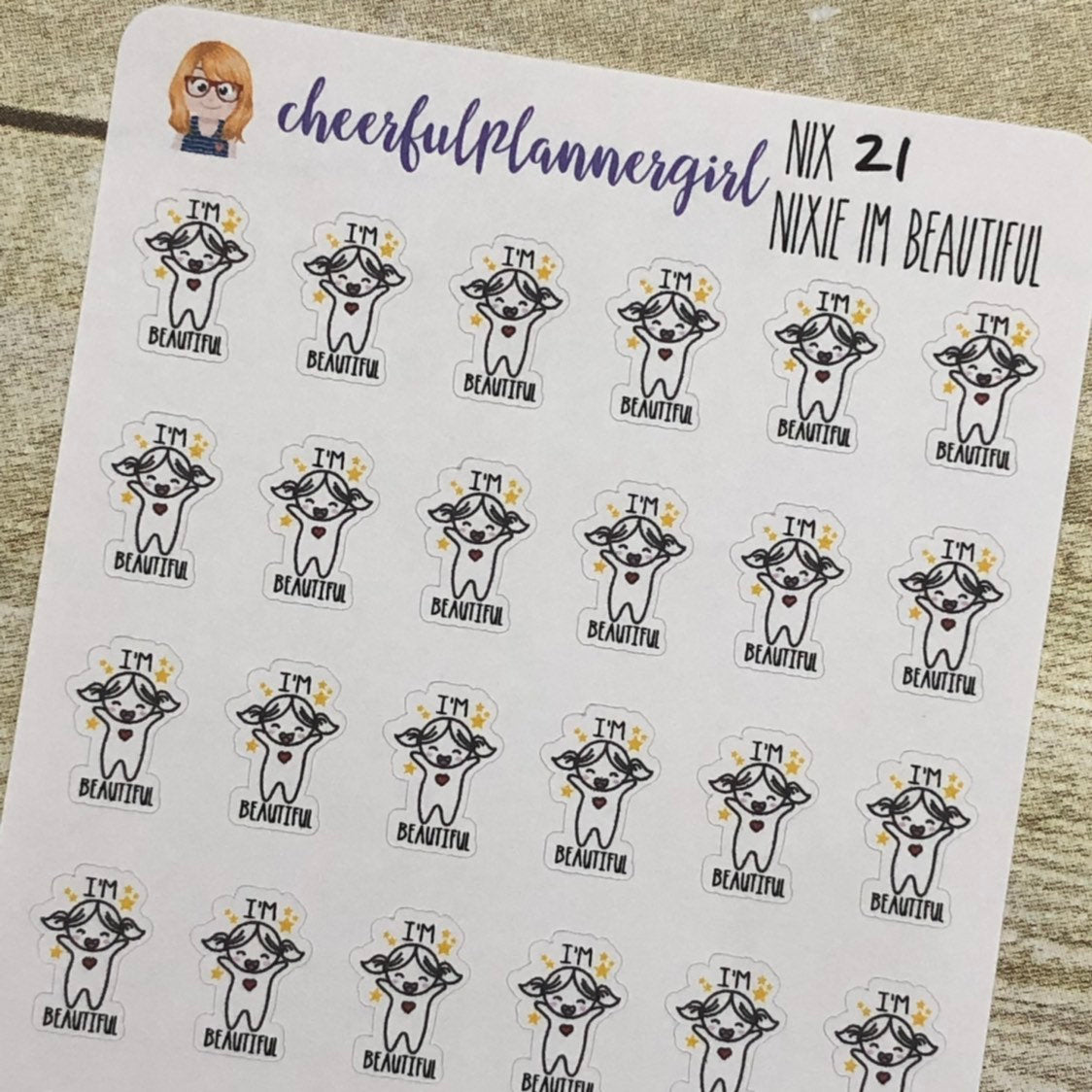 Nixie I'm Beautiful Planner Stickers