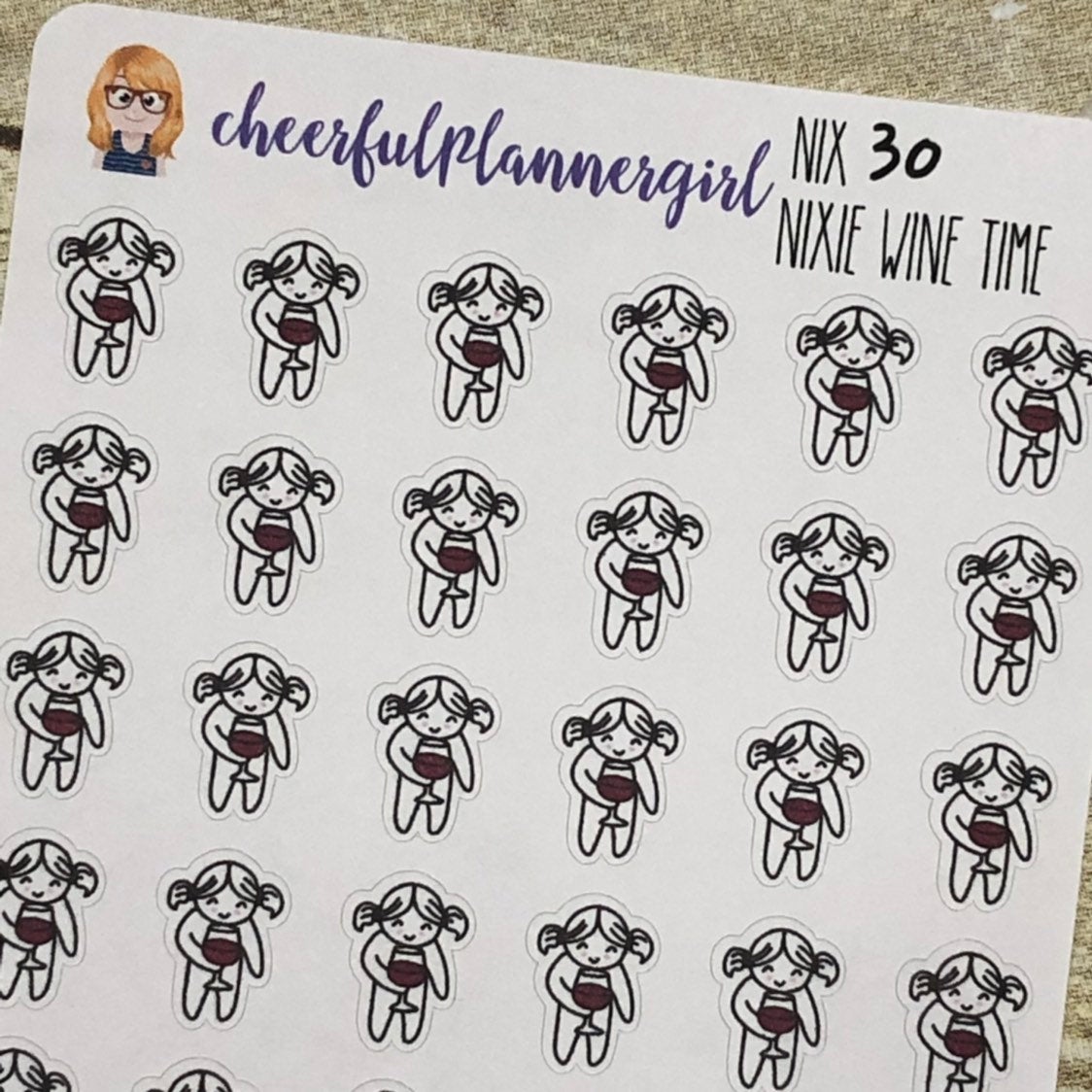 Nixie Wine Time Planner Stickers