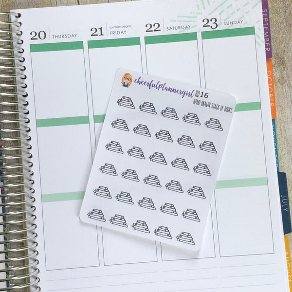 Hand Drawn Stack of Books Planner Stickers