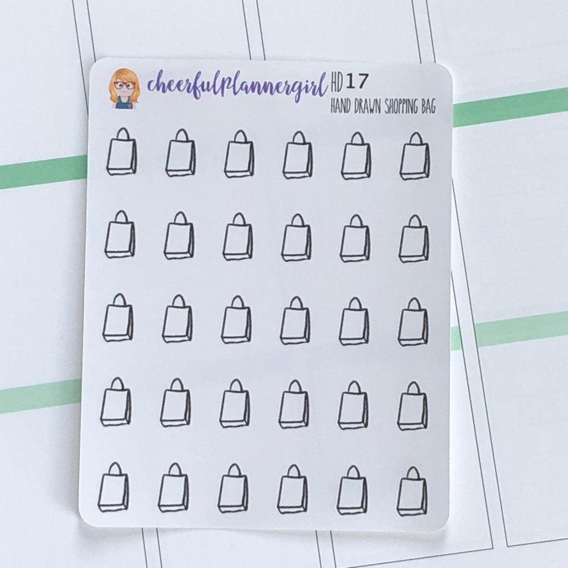 Hand Drawn Shopping Bag Planner Stickers