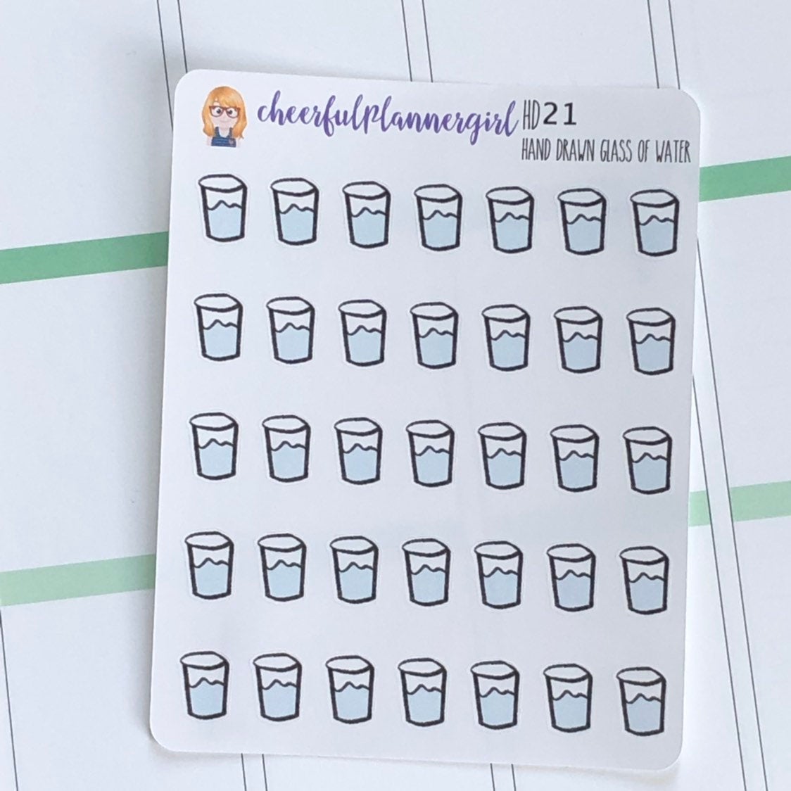 Hand Drawn Glass of Water Planner Stickers