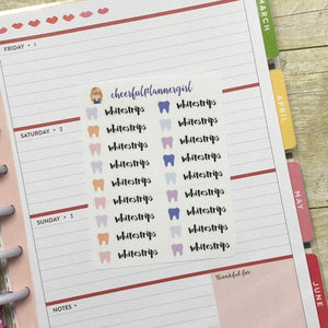 Whitestrips with Tooth Script and Icon Planner Stickers